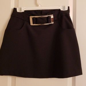 Vintage 90s Sexy black skirt w hot silver buckle